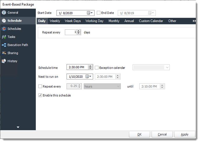 Power BI and SSRS. Event Based Packages Properties in PBRS.