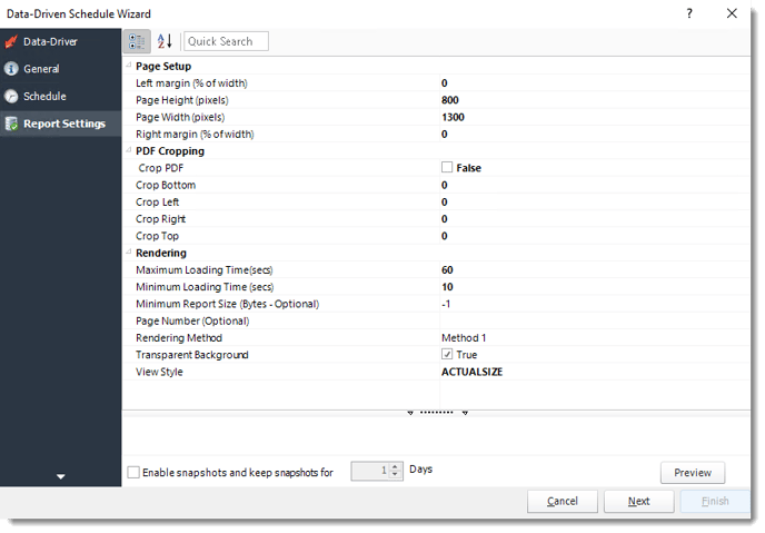 Power BI and SSRS. Report Settings Wizard in Data Driven Schedule in PBRS