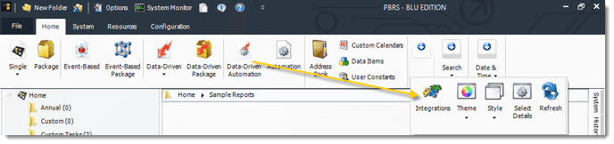 Power BI and SSRS. PBRS Home Menu.