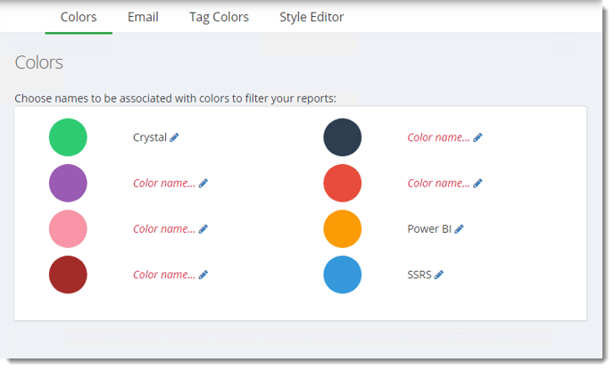 KPI's and Dashboards: Settings in IntelliFront BI.