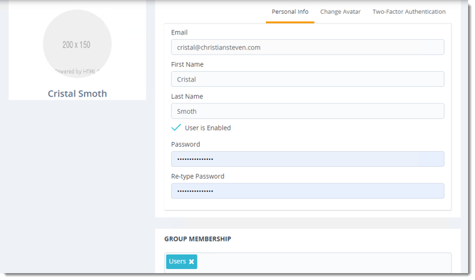 KPI's and Dashboards: User Manager in IntelliFront BI.