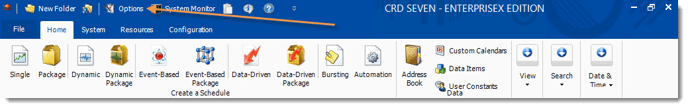 Crystal Reports: CRD Home Menu.