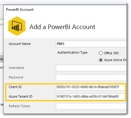 Power BI Reports: Adding Power BI account using Azure Active Directory Authentication in PBRS.