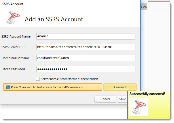 Power BI and SSRS Reports: Adding a SSRS Accounts in PBRS.