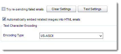 Crystal Reports: Email Settings section in Option CRD.