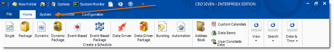 Crystal Reports: CRD Home Menu.