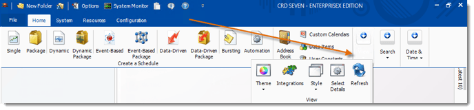 Crystal Reports: CRD Home Menu.
