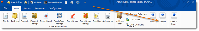 Crystal Reports: CRD Home Menu.