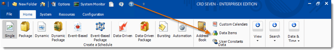 Crystal Reports: CRD Home Menu.