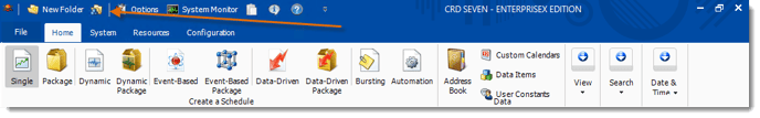 Crystal Reports: CRD Home Menu.