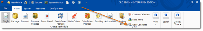 Crystal Reports: CRD Home Menu.