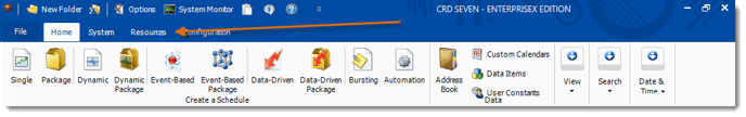 Crystal Reports: CRD Home Menu.