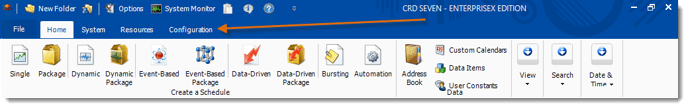 Crystal Reports: CRD Home Menu.