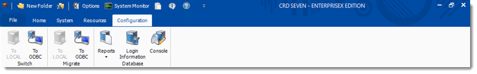 Crystal Reports: CRD Configuration Menu.