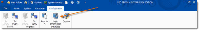 Crystal Reports: CRD Configuration Menu.