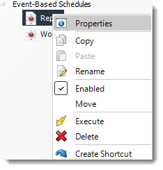 Power BI and SSRS. Event Based Schedule Properties in PBRS.