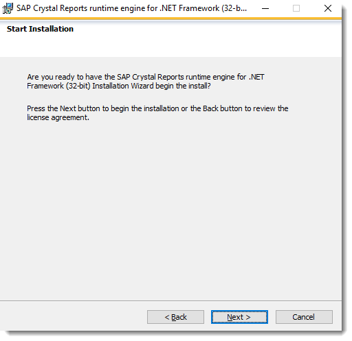 Crystal Reports: Installing Crystal Runtimes.