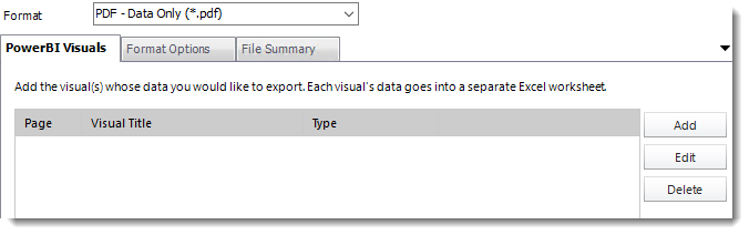 Power BI and SSRS. PDF Data Only format section in Destination Wizard in PBRS.