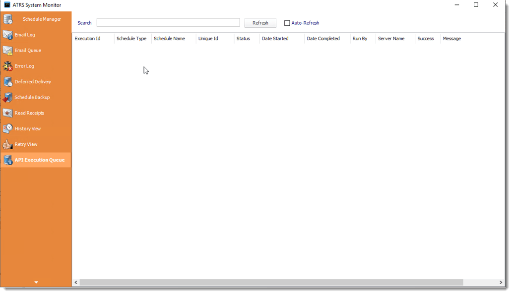 Where do I view the API Execution Queue in ATRS?