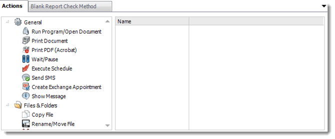 Actions window