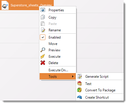 SS Schedule Contexct Menu Tools