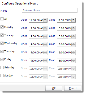 configure operational hours