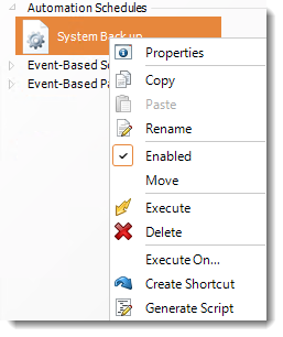 Automation Schedule Context Menu