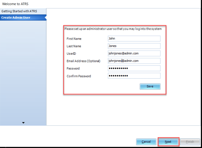 welcome to ATRS_setting up an admin user-1