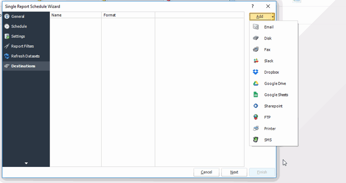 Power BI and SSRS. Destination Wizard in PBRS.