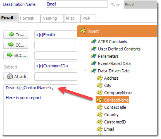 Data Driven Inserts in ATRS