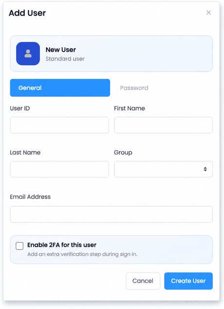 Modern Add User Modal Interface