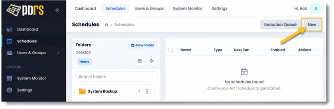 PBRS Schedules Dashboard with New Callout