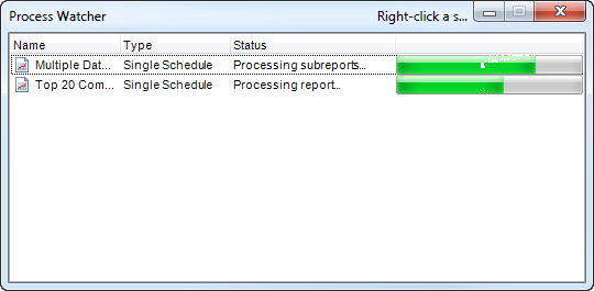 Crystal Reports: Process Watcher in General in Options in CRD.