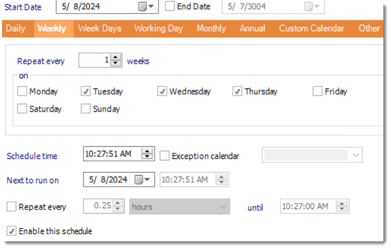 Date Time Scheduling in ATRS