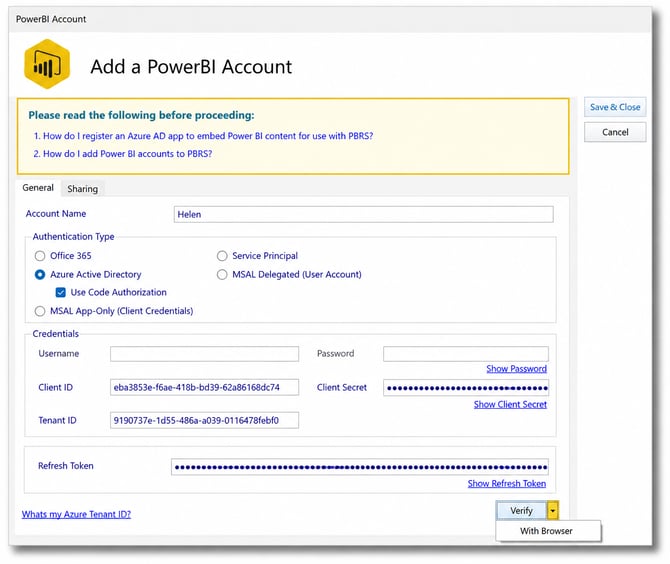 Verify Power BI Account
