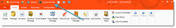 Crystal Reports: CRD Home Menu.