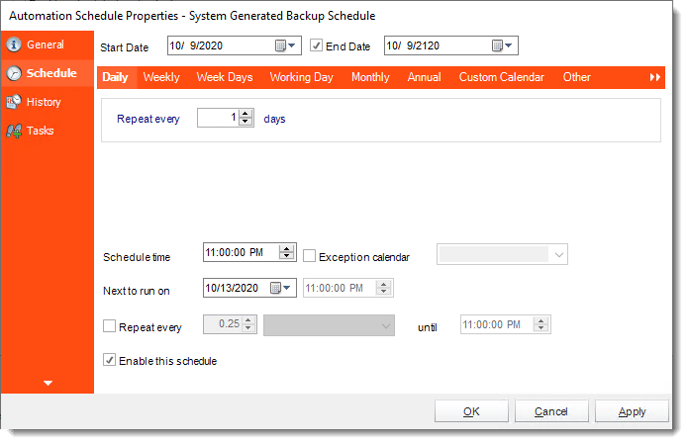 Crystal Reports: System Generated Backup Schedule in CRD.