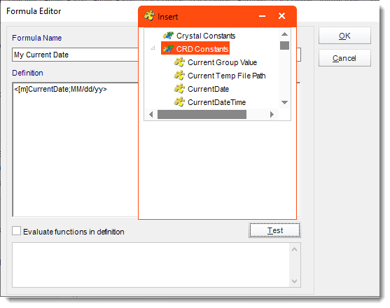 Crystal Reports: User Constant in CRD.