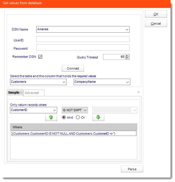 Crystal Reports: Get Values from Database interface in CRD.