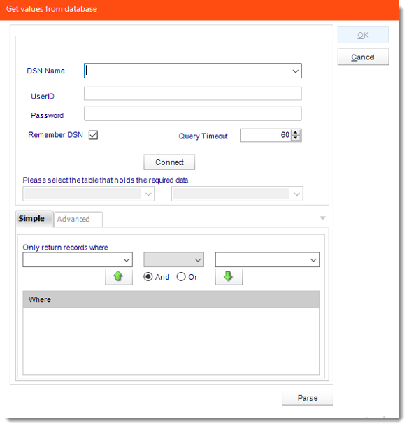 Crystal Reports: Get Values from Database interface in CRD.