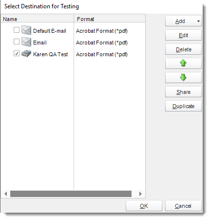 Select Destination for Testing CRD