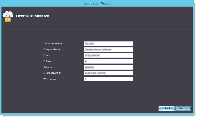 License Information in Registration Wizard IFBI
