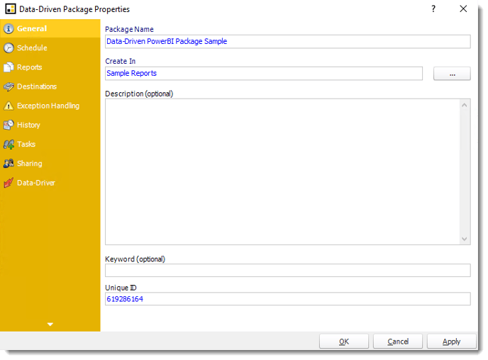 Power BI and SSRS. Data Driven Package Properties in PBRS.