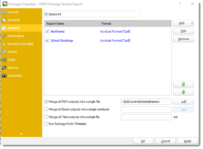 Power BI and SSRS. Package Schedule Report Properties for PBIRS in PBRS.