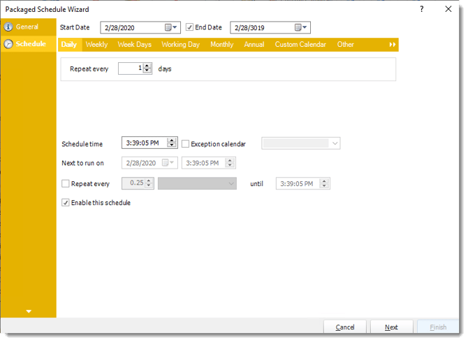 Power BI and SSRS Reports: Schedule Wizard in Package in PBRS.