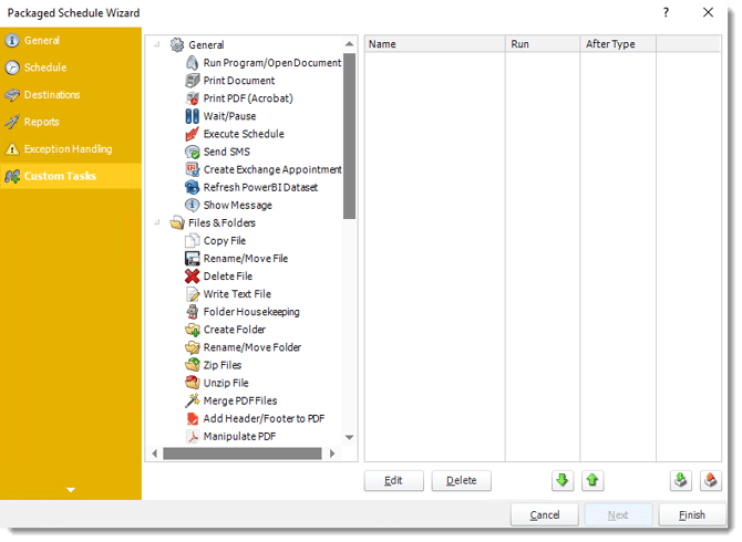 Power BI and SSRS Reports: Custom Tasks Wizard in Package in PBRS.