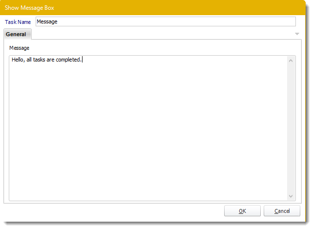 Power BI and SSRS: Show Message custom task in PBRS.
