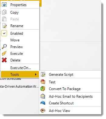 Power BI and SSRS. Data Driven Schedule Context Menu in PBRS