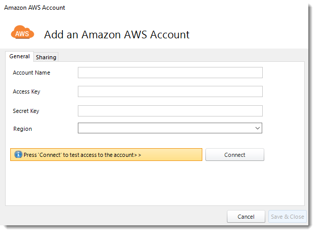 Crystal Reports: Adding Amazon AWS account in CRD.