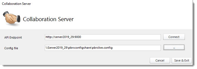 Select the pbrslive.config file
